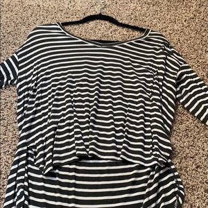 black and white long sleeve off shoulder